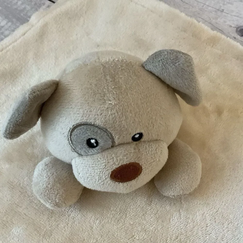 Carter’s Puppy Dog Lovey Tan Beige Plush Stuff Baby Security Blanket Satin Back